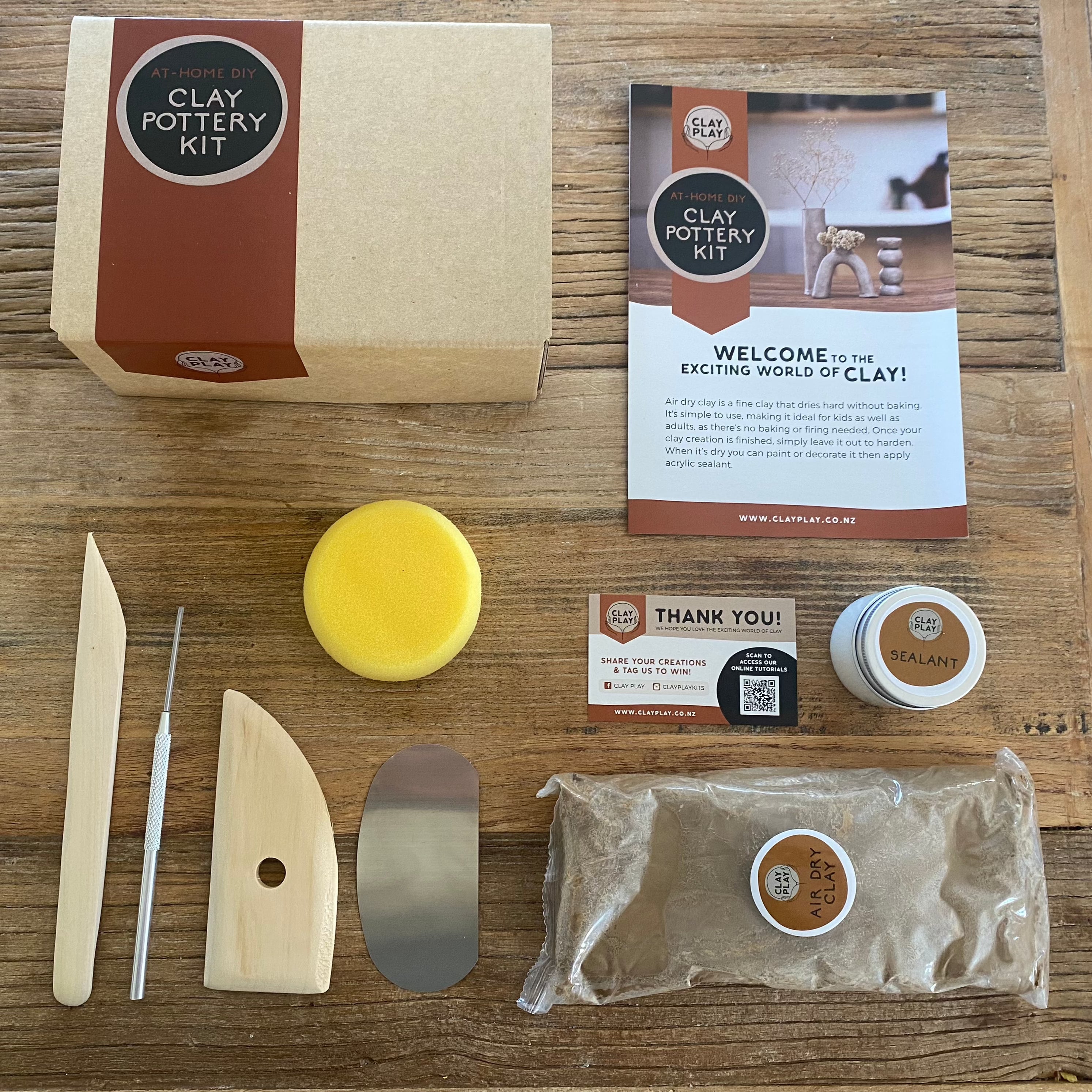 Pottery Kit for Beginners - 1kg Airdry Clay Kit – Clay Play at Home