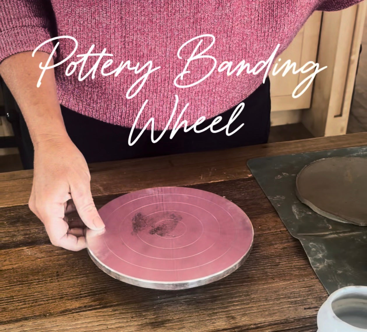 video of a women showing the uses of the clay play pottery banding wheel